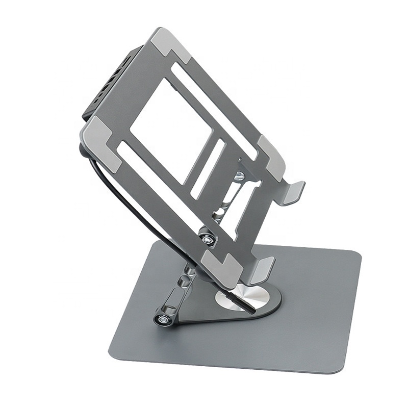 Aluminium Adjustable Laptop Stand 8 Ports Usb c Hub With RJ45 HD 4K Multifunction Hub 8 in 1 Adapter