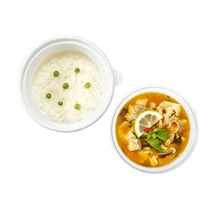 Récipient à emporter pour <span class=keywords><strong>restaurant</strong></span>, boîte jetable pour micro-ondes, bol à soupe de riz en plastique PP rond à 2 couches, plateau intérieur - Product Image 5