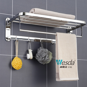 Porte-serviettes de salle de bain mural en acier inoxydable Offre Spéciale 201 avec crochets pliables raccords de bain - Product Image 5