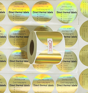 Holographic vàng 2 ''vòng tròn vòng trực tiếp nhiệt nhãn cuộn có thể in không thấ<span class=keywords><strong>m</strong></span> nước dán logo - Product Image 1
