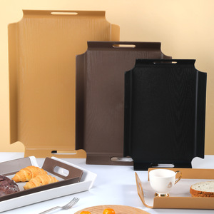 Rectangular <b>Plastic</b> Serving <b>Tray</b> Commercial Grade With Handle For Restaurant Use - Product Image 1