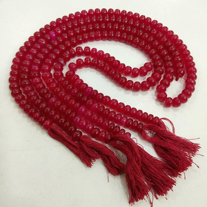 ลูกปัดหินแคลเซโดนีสีชมพูเข้มธรรมชาติทรงรอนเดลล์ ลูกปัดเรียบเนียน ขนาด 8 นิ้ว - Product Image 1