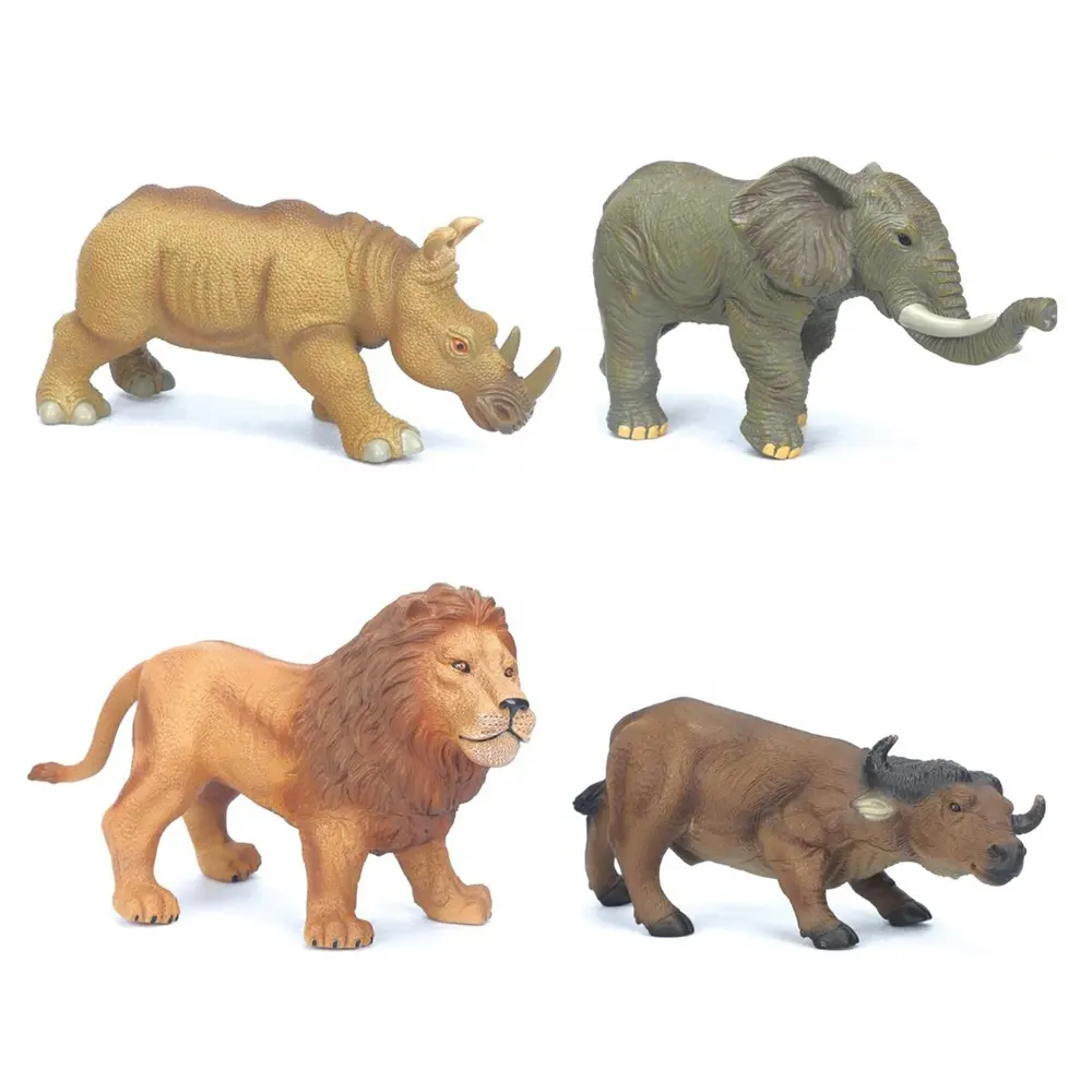 Kids Soft Plastic Wildlife Ornament Collection Simulatie Levendige Model Neushoorn Speelgoed Afrikaanse Dier Leeuw Olifant Speelgoed Met Geluid