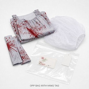 Costume da Sposa Insanguinata per Halloween, Abito Grigio <span class=keywords><strong>con</strong></span> Velo Macchiato di Sangue, Scaldabraccia e Bouquet di Rose Nere - Product Image 6