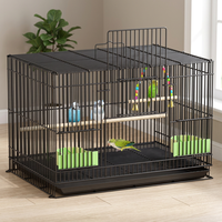 Grande cage à oiseaux pliable de luxe en fer avec plateau en plastique écologique et cadre métallique thermolaqué pour perroquets et oiseaux de compagnie