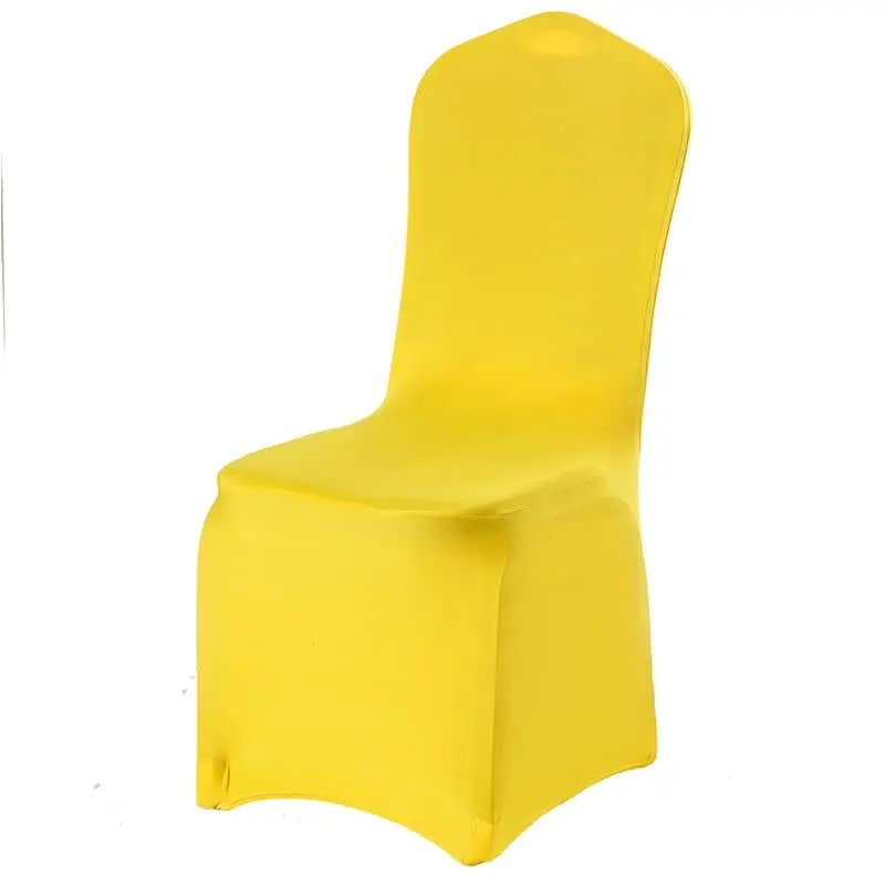 Modern Yellow Spandex Chair Cover Tecido com forro de poliéster Banquete Restaurant Bar Hotel Furniture Cozinha Coffee Shop