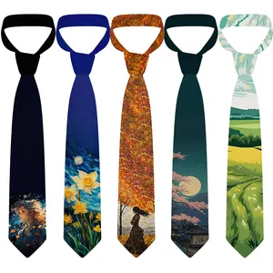Harajuku moda Unisex cravatta nuovo disegno pittura a olio modello di stampa 3D cravatta sottile di alta qualità da festa di datazione personalizzata cravatta