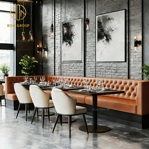 Muebles de Hotel Modernos Ron Group, Asientos de Cuero Tapizados en Forma de Media Luna, Mesa Cuadrada de Madera y Silla para <span class=keywords><strong>Restaurante</strong></span> - Product Image 4