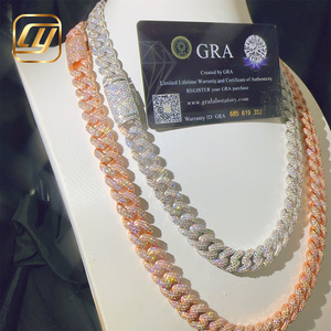 12MM VVS Moissanite Diamond Pass Diamond Tester Hip Hop Jewelry Sterling Silver 925 Hip Hop <b>Iced</b> <b>Out</b> Cuban Link <b>Chain</b> Necklace - Product Image 2