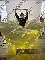 Robe de danse longue à pétales LED blanche, style moderne, pour performance de danse de salon, avec fleurs colorées, très tendance