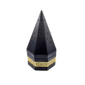 Brûleur d'encens Bakhoor moderne en métal, finition noire, pour la maison, tendance, forme d'oud arabe aromatique, brûleur de charbon - Product Image 1