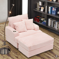 Sessel mit Schlaf funktion Feder gepolsterter Sessel Ottoman Set Bequemes Einzels ofa Lounge Chaise mit Getränke halter