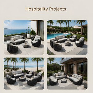 Ensemble <span class=keywords><strong>de</strong></span> meubles <span class=keywords><strong>de</strong></span> patio d'extérieur avec coussin imperméable, cadre en aluminium résistant à l'usure, canapé <span class=keywords><strong>de</strong></span> <span class=keywords><strong>jardin</strong></span> <span class=keywords><strong>rond</strong></span> moderne pour hôtel et villa - Product Image 2