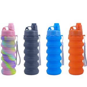 Botella de <span class=keywords><strong>Agua</strong></span> Plegable de Silicona de Marca Privada al por Mayor, Botella de Silicona Libre de BPA para Acampar y Viajar, Diseño Plegable - Product Image 1