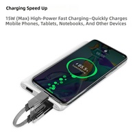 Câble de données magnétique à charge rapide 4-en-1 en alliage de zinc, tressé plat, Type-C PD 60W pour batterie externe