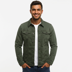 2026 Men's Casual Classic <b>Slim</b> <b>Fit</b> Denim <b>Jacket</b> Green1 XL Fashion Jean Coat - Product Image 1