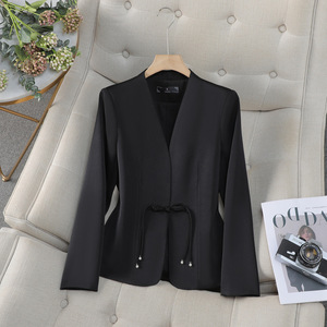 White Fitted Blazer Women Solid Color Polyester Anti-Wrinkle Spring Autumn 2024 Modern Chinese Style Short Waistcoat - Product Image 2