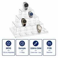 Présentoir de montres en acrylique Calic en forme de pyramide à 6 niveaux, vitrine triangulaire pour bijouterie, comptoir de vente au détail, OEM ODM