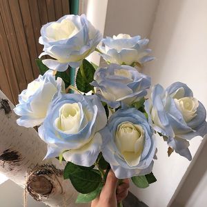 Rosa Artificial de Tallo Único, Color Azul Hielo, Flor de Seda para Decoración de Sala de Estar, Centro de Mesa para Bodas, Arreglos Florales para el Hogar - Product Image 4