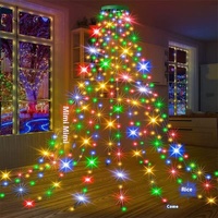 Guirlande lumineuse LED extérieure étanche IP44, lumière d'arbre à cinq branches en forme d'étoile, cascade, lumière suspendue pour arbre de Noël, 3 m