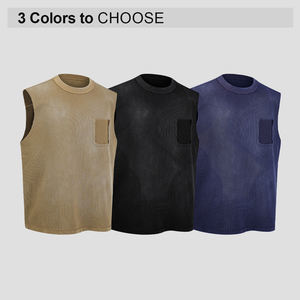 Blank Print Logo Custom Unisex Cotton Washed Distressed Streetwear Men's Tank <b>Top</b> Sleeveless <b>Vest</b> <b>Oversize</b> Vintage Tshirts - Product Image 2