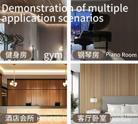 Nouveau panneau mural acoustique insonorisant en bois WPC MDF avec bande LED intégrée, design exclusif, pour hôtel