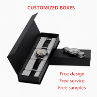 Boîte cadeau de luxe personnalisée pour montre, étanche, rigide, magnétique, en papier, avec insert en mousse EVA, gaufrage et pelliculage mat