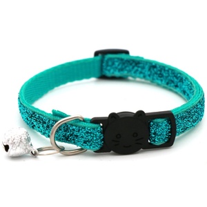 Modern Simple Cat&amp;Dog Collar with Bell Safety Buckle Glitter Velvet Face Design All Seasons - Product Image 6