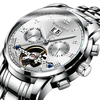 Jam Tangan Otomatis Tevise 9005 Big Skeleton Mewah Tourbillon Pria Berlian Fashion Baja Tahan Karat Mekanik Otomatis