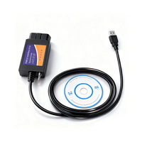 Lector de Códigos OBD ELM327, Escáner de Diagnóstico Automotriz USB 25K80 FT232RL para Focus, Cable Negro Naranja 9-16V con Interruptor Oculto