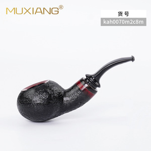 Muxiang Wooden Tobacco Pipe Bent Type Handmade Solid Briar Wood With Vulcanized Rubber Mouthpiece - Product Image 2