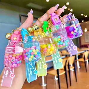 Bsbh mới đến dễ thương dầu nổi Lollipop Móc Chìa Khóa Kawaii Cát chảy lỏng Keychain