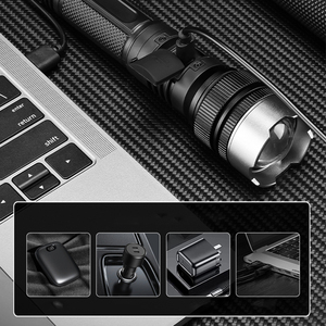 3000 Lumens Siêu Sáng Kỹ Thuật Số Điện Hiển Thị Kính Thiên Văn Zoom Ngoài Trời Có Thể Sạc Lại Trắng <span class=keywords><strong>LED</strong></span> <span class=keywords><strong>Torch</strong></span> Ánh Sáng Đèn Pin Chiến Thuật - Product Image 4