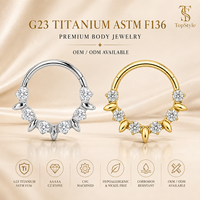 Anneau articulé délicat en titane G23 ASTM F136 avec accent de pointe en zircon cubique rond pour piercing de septum, hélix et cartilage