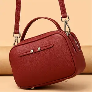 WESTAL Soft Leather Top Handle Handbag Ladies Genuine Leather Double Zipper Crossbody Messenger Bag Women Leather Shoulder Bag