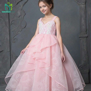 Magic Kids Girls Halter formale abito da ballo principessa abito rosa strega per Maxi festa di compleanno estate fiore paillettes - Product Image 1