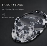 Plateau Organisateur Moyen en Marbre Noir Patagonia FANCY STONE, Plateau Décoratif en Pierre Naturelle Polie pour Coiffeuse, Décoration Intérieure, Cadeaux