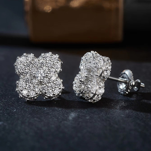 Pendientes de Trébol de Lujo al por Mayor, Plata de Ley 925 con Baño de Rodio, Moissanita, Joyería Unisex para Boda, Regalo para Mujeres y Hombres - Product Image 1