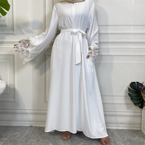 6659 #   Abaya Abierta Musulmana Modesta Nida de Moda Sencilla, Manga Larga con Cremallera Frontal, Nuevo Diseño - Product Image 6