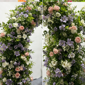 Pastel Purple-Pink & Greenery Floral Arch with Side Arches <b>Artificial</b> <b>Flower</b> Set for Wedding Entrance Styling - Product Image 4