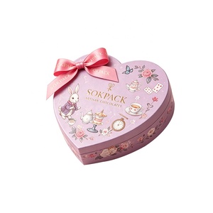 Boîte cadeau rigide personnalisée en forme de cœur pour aliments pour bébés et chocolats, avec insert en plastique noir, ruban en satin, boîte à bonbons pour la Saint-Valentin - Product Image 2