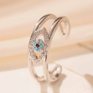 Nuovo Anello Occhio del <span class=keywords><strong>Diavolo</strong></span> Blu Stile Ins, Regolabile, Non Sbiadisce, con Zirconi Placcati Oro, Design alla Moda, Gioielli, Regalo per Donne - Product Image 3