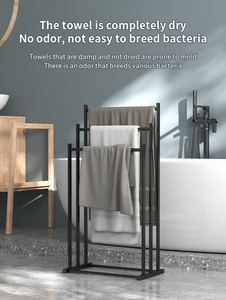Toallero de <span class=keywords><strong>baño</strong></span> moderno, toallero negro que ahorra espacio, toallero de <span class=keywords><strong>baño</strong></span> de 3 alturas para almacenamiento - Product Image 4