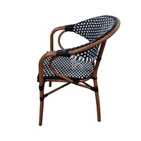 Chaise de salle à manger d'extérieur en rotin PE avec structure métallique pour restaurant, café, balcon et terrasse