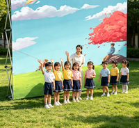 Mur de fond personnalisé pour photomaton événementiel de maternelle, support d'affichage pop-up en aluminium pour activités d'enfants