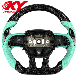 Volante de fibra de carbono forjado a medida con cuero Tiffany y levas de cambio para Dodge Challenger Charger Durango SRT Hellcat RT - Product Image 1