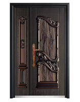 Porte d'entrée principale moderne de luxe en fer, porte double d'entrée en aluminium haute sécurité pour maisons