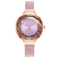 Reloj Mujer 2021 yeni lüks marka kadınlar moda İzle deri bayanlar yuvarlak Quicksand rahat kuvars bilezik kol saati FW103