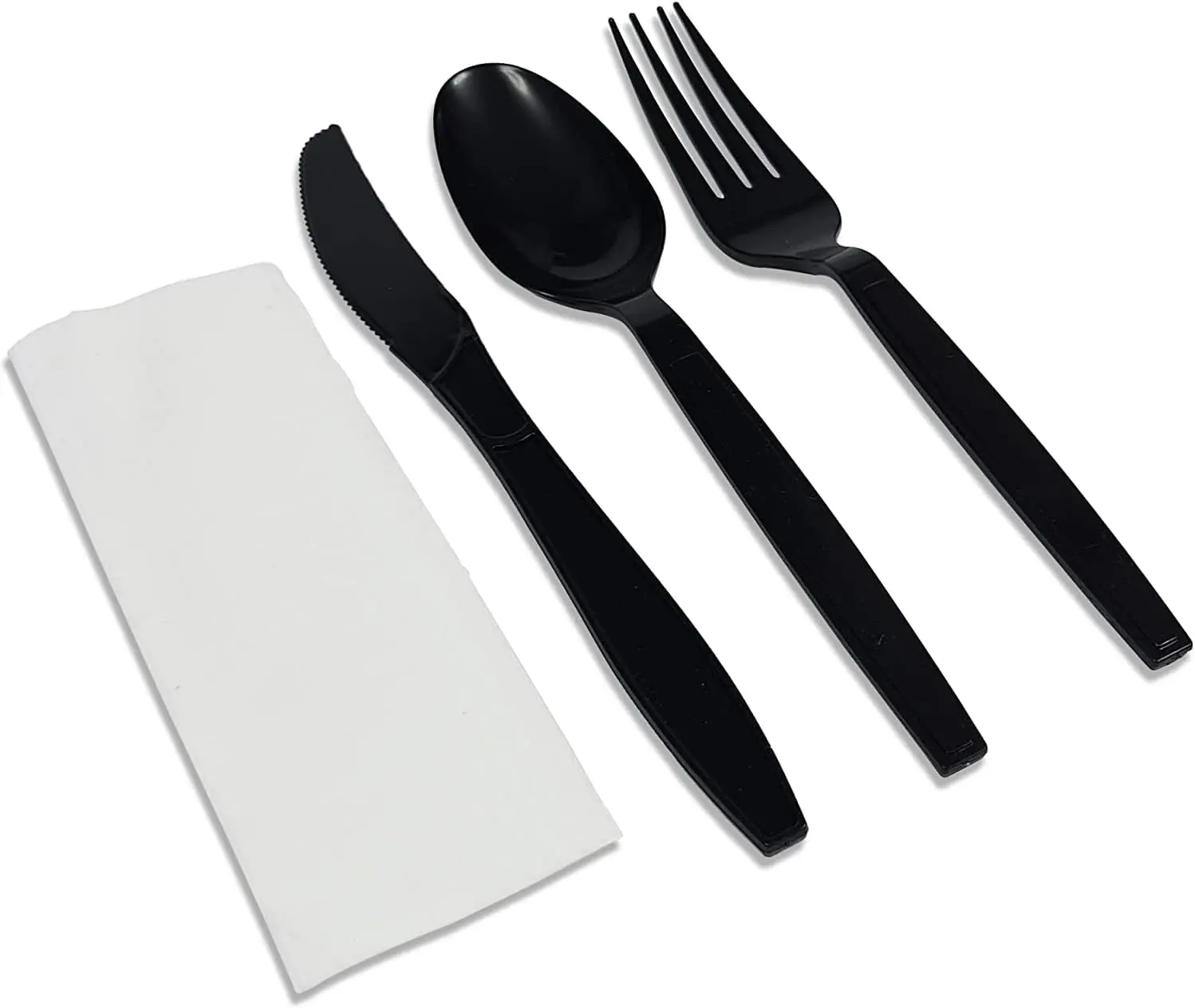 250 Plastic Cutlery Packets - Knife Fork Spoon Napkin Salt Pepper Sets | White Individually Wrapped Cutlery Kits