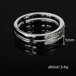 Anello a doppio strato con zirconi stellati per donna, gioielli minimalisti alla moda - Product Image 5